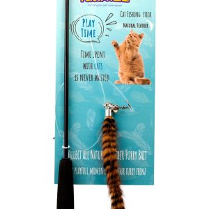 CAT TEASER FISHING STICK NATURAL FEATHER