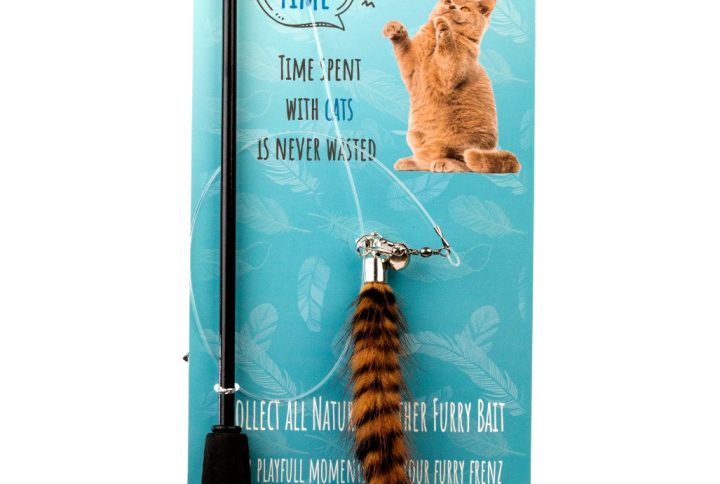 CAT TEASER FISHING STICK NATURAL FEATHER